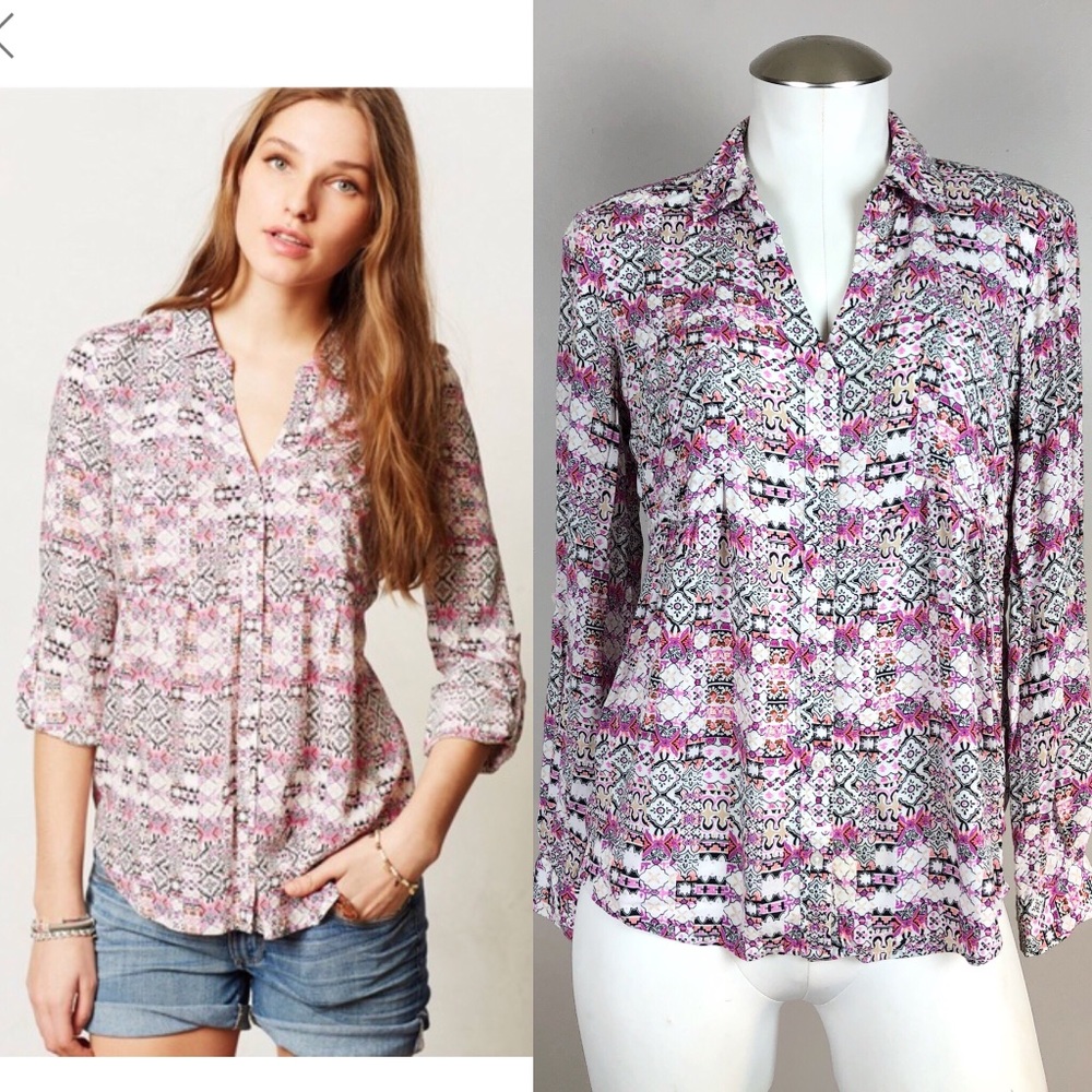 Anthropologie Maeve Islet Button Down Blouse